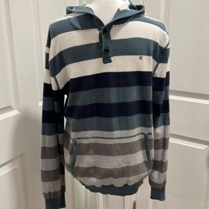 HURLEY thin sweater Hoodie Teal Green White Blue Gray size Large